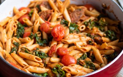 PENNE PASTA WITH VEGAN SAUSAGE (SOY FREE)